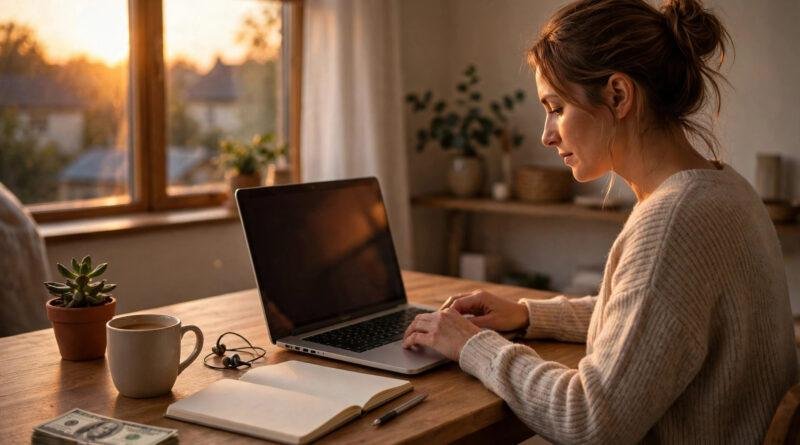Person working part-time from home on a laptop