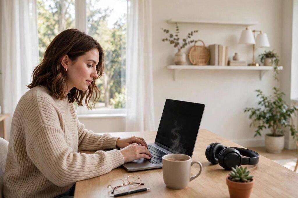 Person working from home on a laptop